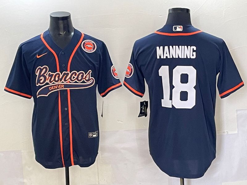 Men 2025 Denver Broncos #18 Manning Blue  joint name 2024 Nike Limited NFL Jersey style 5